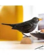 DecoBird Amsel (Turdus merula) | Handgeschnitzter Holzvogel
