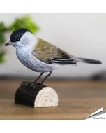 Handgeschnitzte Mönchsgrasmücke in Naturgrösse ✔️ Mit Farben naturgetreu bemalt ✔️ Originelles Geschenk für Vogel- und Naturliebhaber ➤ Bestelle bei Alles für Vögel