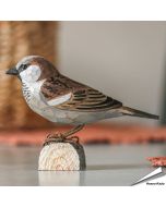 Hausspatz (Passer domesticus) | Handgeschnitzter Holzvogel