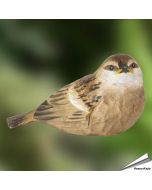 Houtgesneden vogel - Jonge Huismus - DecoBird