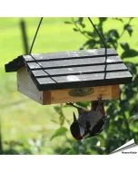 Energieblockhalter mit Dach ✔️ Einfachen Zugang zum Futter für agile Vögel wie Spechte, Meisen, Kleiber, Zeisige ✔️ Stabile Holz-Konstruktion ➤ Alles für Vögel