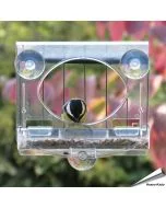 Transparentes Vogelfutterhaus mit Schutzkorb für ans Fenster ✔️ Einfache Montage - Sicherer Halt dank 3 starken Saugnäpfen ✔️ Vögel beobachten ➤ Kaufe bei Alles für Vögel