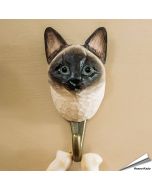 Handgemachter Holz-Kleiderhaken von einer siamesischen Katze ✔️ Naturgetreu bemalt ✔️ Geschenkidee für Katzen- und Naturliebhaber ➤ Bestelle bei Alles für Vögel