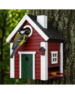 Multiholk Schwedenkate von Wildlife Garden: Nistkasten und Futterhaus in einem, für kleine Gartenvögel und inspiriert von skandinavischer Architektur.
