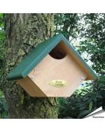 Nistkasten aus Holz mit grossem, breitem Einflugloch ✔️ Geeignet für u.a. Rotkehlchen und Zaunkönig ✔️ Mit Seitenklappe für einfache Reinigung ✔️ Bestelle bei Alles für Vögel