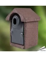Nistkasten Holzbeton | braun | Ovales Einflugloch | Alles für Vögel