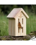 Schmetterling-Hotel aus Holz ✔️ Mit schmalen, vertikalen Öffnungen ✔️ Naturbelassene, verschraubte Konstruktion aus FSC-Holz ➤ Bestelle jetzt bei Allesfuervoegel.de