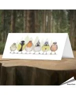 Witzige Grusskarte von verschiedenen europäischen Gartenvögel ✔️ Von hand gezeichnet ✔️ Doppelkarte mit leerem Inneren ✔️ FSC-Papier ➤ Alles für Vögel
