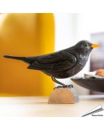 DecoBird Amsel (Turdus merula) | Handgeschnitzter Holzvogel