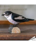 Trauerschnäpper (Ficedula hypoleuca) | Handgeschnitzter Holzvogel