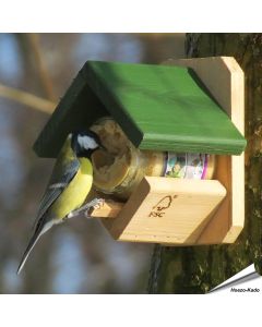 Erdnussbutter für Wildvögel - Set (4 x 300ml) & Glashalter aus Holz