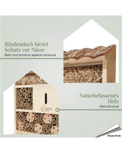 Nistkasten für Insekten mit Rindendach, artgerechte Bauweise - Alles für Vögel