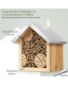 Nistkasten für Bienen mit Metall-Dach, artgerechte Bauweise - Alles für Vögel