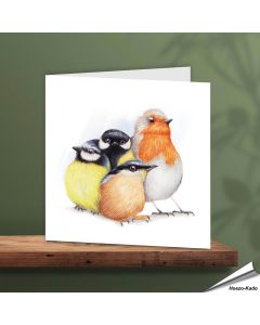 Grußkarte - Mit Vogelmotiven - Von Hand gezeichnet - www.hoezo-kado.de