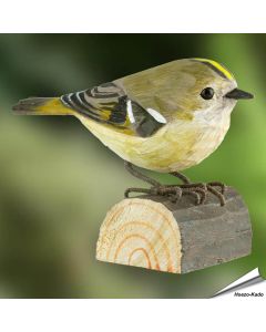 DecoBird - Wintergoldhähnchen | Handgeschnitzter Holzvogel