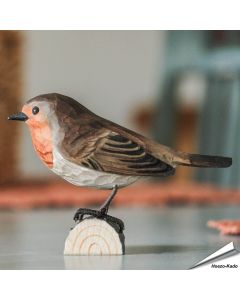 Rotkehlchen - Handgeschnitzter Holzvogel in Naturgrösse