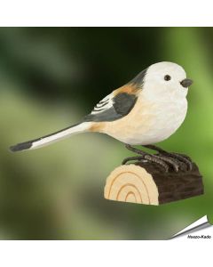 Schwanzmeise (Aegithalos caudatus) | Handgeschnitzter Holzvogel
