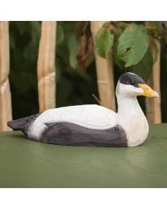Handgesneden DecoBird Eider van Wildlife Garden. Grote houten eidereend van ca. 27,7 cm, natuurgetrouw beschilderd en ideaal als vogeldecoratie.