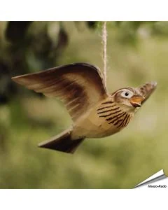 Handgeschnitzte fliegende Feldlerche aus Holz ✓ Mit Aufhängung für den Innenbereich ✓ Originelle Geschenkidee für Vogel- und Naturfreunde ✓ Alles für Vögel
