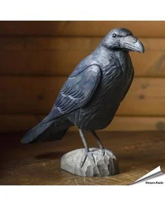 Realistischer, handgeschnitzter Kolkrabe (Singvogel) ✔️ Mit Farben naturgetreu bemalt ✔️ Originelles Geschenk für Vogel- und Naturliebhaber ✔️ Kaufe online bei Alles für Vögel