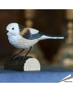 Schwanzmeise (Aegithalos caudatus) | Handgeschnitzter Holzvogel