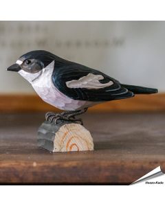 Trauerschnäpper (Ficedula hypoleuca) | Handgeschnitzter Holzvogel