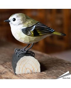 DecoBird - Wintergoldhähnchen | Handgeschnitzter Holzvogel