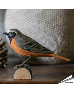 DecoBird - Gartenrotschwanz | Handgeschnitzter Holzvogel