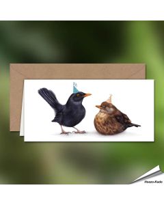 Geburtstagskarte - Mit Amsel-Motiv - Von Hand gezeichnet - www.allesfuervoegel.de