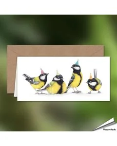 Geburtstagskarte - Mit Kohlmeisen-Motiv - Von Hand gezeichnet - www.allesfuervoegel.de
