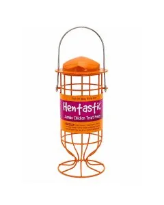 Hentastic houder voor een Jumbo voederrol van 450 g. Hangend of staand te gebruiken en ideaal voor actief pikken. Afmetingen ca. 21,5 x 10 x 10 cm.