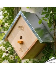 Hummelhotel aus Holz mit Metalldach ✔️ Artgerechte 20mm Eingangsgröße ✔️ Stabile Ausführung aus FSC-Holz ✔️ Verschraubte Elemente ➤ Online kaufen bei Alles für Vögel