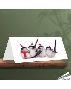 Weihnachtskarte - Mit Schwanzmeisen-Motiv - Von Hand gezeichnet - www.allesfuervoegel.de
