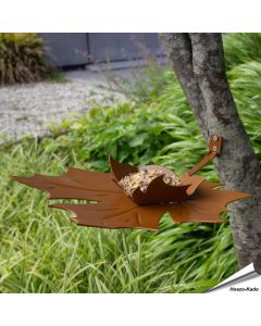 Elegante Wand-Futterschale in Blattform ✔️ Wetterfestes Metall mit Pulverbeschichtung ✔️ Ideal für Meisen, Spatzen & Rotkehlchen ➤ Hoezo-Kado.de