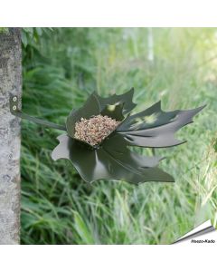 Stilvolle Wand-Futterschale in Blattform ✔️ Aus pulverbeschichtetem Metall, wetterfest & pflegeleicht ✔️ Für Meisen, Spatzen & Rotkehlchen ➤ Alles für Vögel Shop