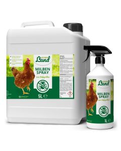 Milbenbefall bei Deinen Hühnern? ✔️ Sparverpackung - 5 L Kanister & 1 L Sprühflasche ✔️ Milben-Spray Repellent zur Unterstützung der Abwehr von Milben und Parasiten ✔️ Online bei Alles für Vögel