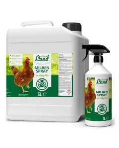 Milbenbefall bei Deinen Hühnern? ✔️ Sparverpackung - 5 L Kanister & 1 L Sprühflasche ✔️ Milben-Spray Repellent zur Unterstützung der Abwehr von Milben und Parasiten ✔️ Online bei Alles für Vögel