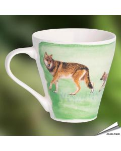Kaffeetasse mit Naturmotiv | Wolf mit Welpen | By Myrte