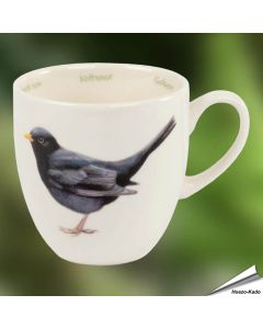 Porzellan-Tasse mit Amselmotiv für Naturliebhaber