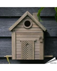 Multiholk - Grüne Umbra von Wildlife Garden: Nistkasten und Futterhaus in einem für kleinere Gartenvögel, mit dunkler braun-grüner Umbra-Farbgebung.