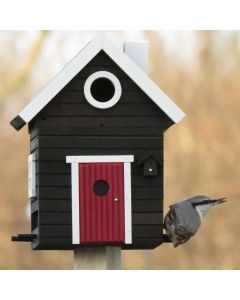 Multiholk Schwarzes Haus von Wildlife Garden in Schwarz, mit 32 mm Einflugöffnung. Nistkasten im Frühjahr und Sommer, Futterhaus im Herbst und Winter.