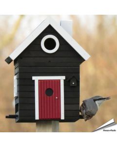 Multiholk Schwarzes Haus von Wildlife Garden in Schwarz, mit 32 mm Einflugöffnung. Nistkasten im Frühjahr und Sommer, Futterhaus im Herbst und Winter.