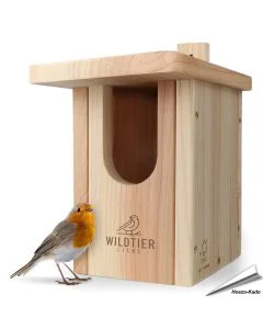 Nistkasten für Rotkehlchen und Co. - Halbhöhle für Nischenbrüter - www.allesfuervoegel.de