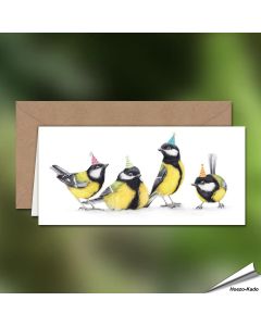 Geburtstagskarte - Mit Kohlmeisen-Motiv - Von Hand gezeichnet - www.allesfuervoegel.de