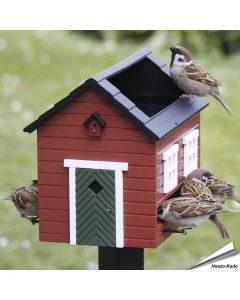 Vogelfutterspender mit Vogelbad (rot)