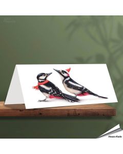 Weihnachtskarte - Mit Spechtmotiven - Von Hand gezeichnet - www.allesfuervoegel.de