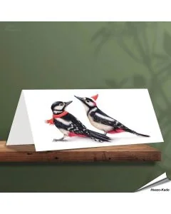 Weihnachtskarte - Mit Spechtmotiven - Von Hand gezeichnet - www.allesfuervoegel.de
