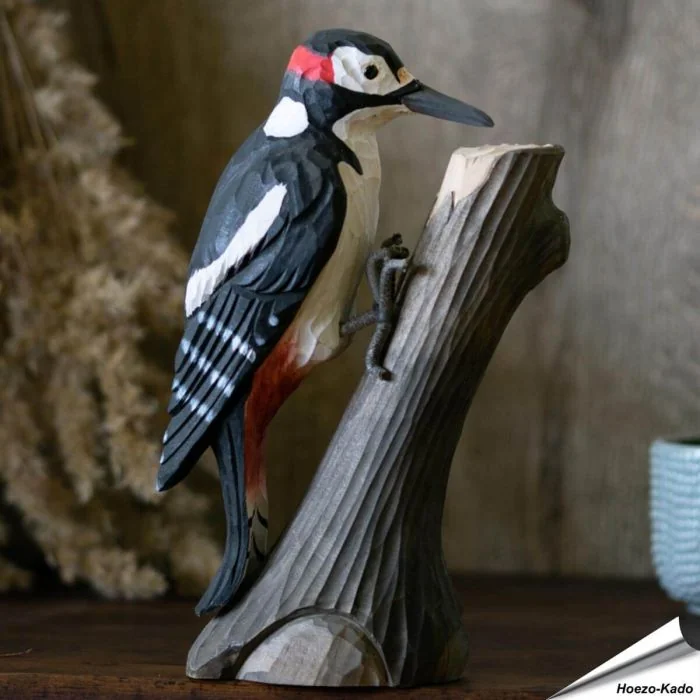 Buntspecht (Dendrocopos major) | Handgeschnitzter Holzvogel