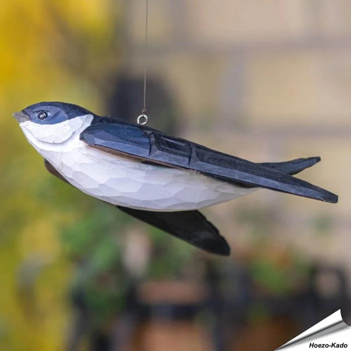 Mehlschwalbe (Delichon urbicum) | Handgeschnitzter Holzvogel