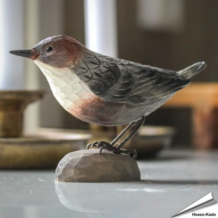 Wasseramsel (Cinclus cinclus) | Handgeschnitzter Holzvogel
